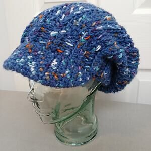 Navy Speckle Slouchy with a Brim OSFM premade newsboy slouch hat boho cottage